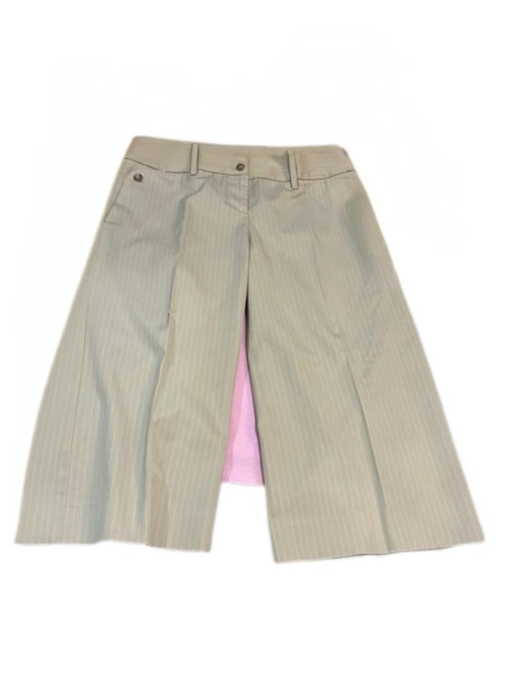 The Limited Beige Pinstripe Culottes with Pink Lining